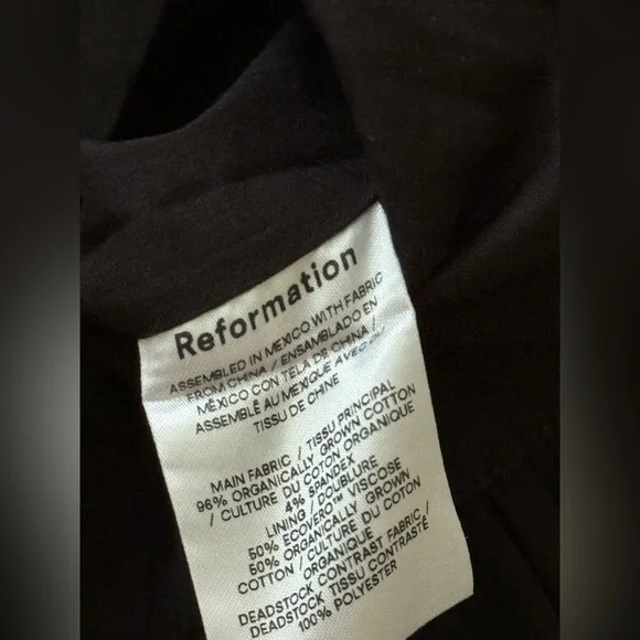 NEW Reformation Organic Cotton Enza Dress Black Shoulder Bows Size 10 - Picture 6 of 9